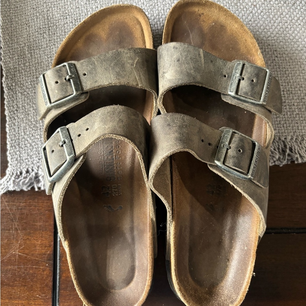 Birkenstock Dark Brown Distressed Leather